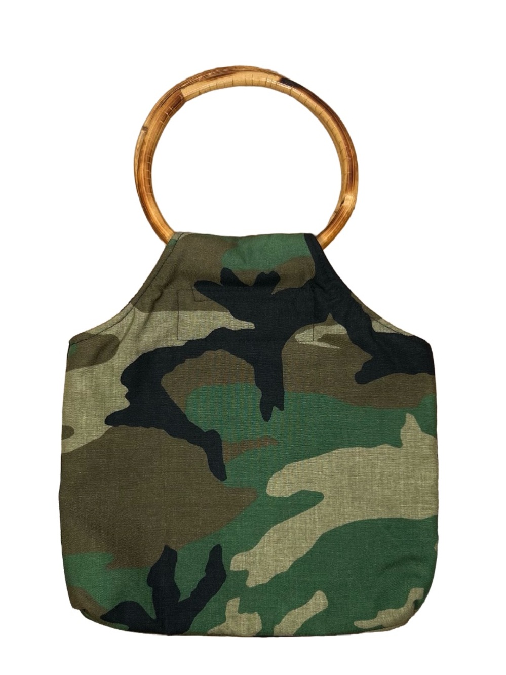 VINTAGE Handmade Women’s Green Camouflage Tote Bag Handbag 11” x 11” x 2”